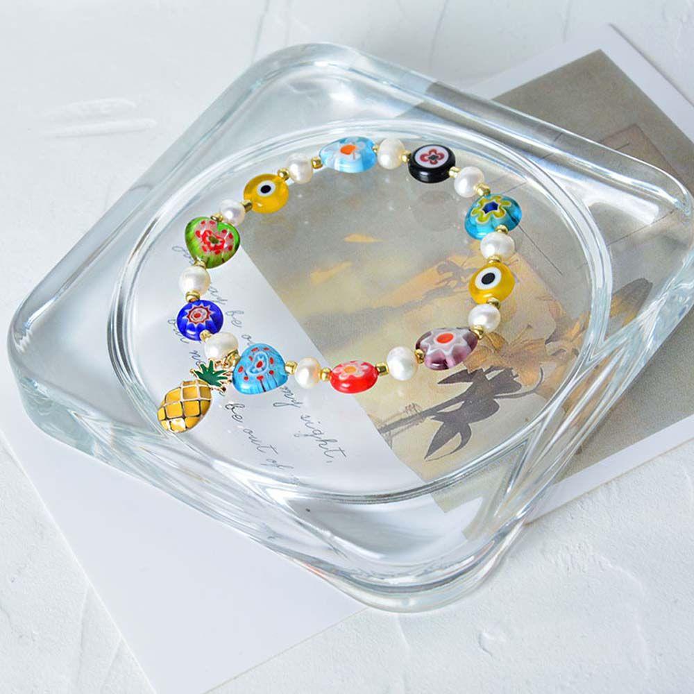 Vòng Tay Chuỗi Hạt Phối Mặt Hình Hoa May Mắn Nhiều Màu Sắc WMES15H