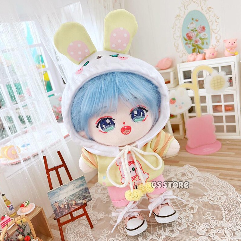 Bộ Trang Phục Quần Áo Hoodie In Hình Thỏ/Gấu Trúc/Mèo Hoạt Hình Dễ Thương 20cm Làm Quà Tặng Cho Búp Bê Xiao Zhan Yibo Ikun