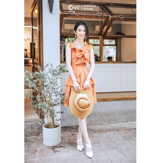 Váy cổ tim bèo đổ 3 tầng CCHAT