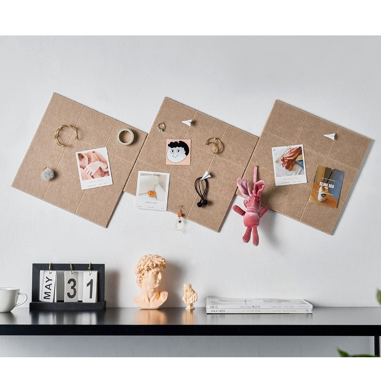 Bảng ghim nỉ dán tường trang trí nhà cửa tặng kèm đinh ghim #A4-12