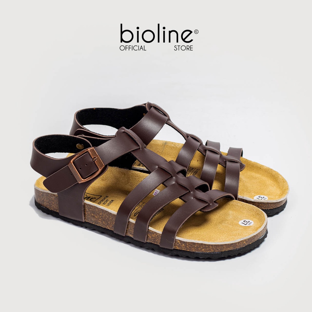 PU12-Dép sandal đế trấu BIRKEN Unisex, dép quai hậu xăng đan học sinh đi học chính hãng BIOLINE