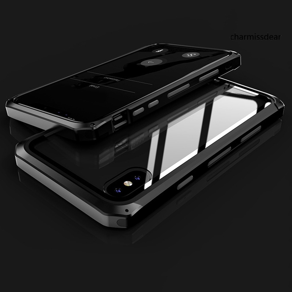 Ốp điện thoại Kính Cường Lực Viền Kim Loại Chống Sốc Cho Iphone 7 / 8 / X / Xs / Xr