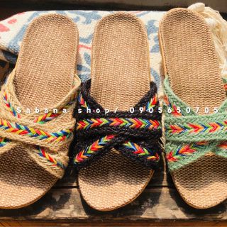 Dép nữ cói 3 quai chéo màu-Size S,M,L-Vintage(đi biển, dạo phố, giã ngoại, indoor,)