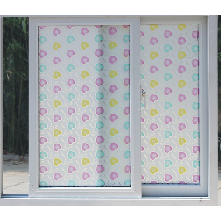 Decal giấy dán kính trái tim xinh khổ rộng 0.45m