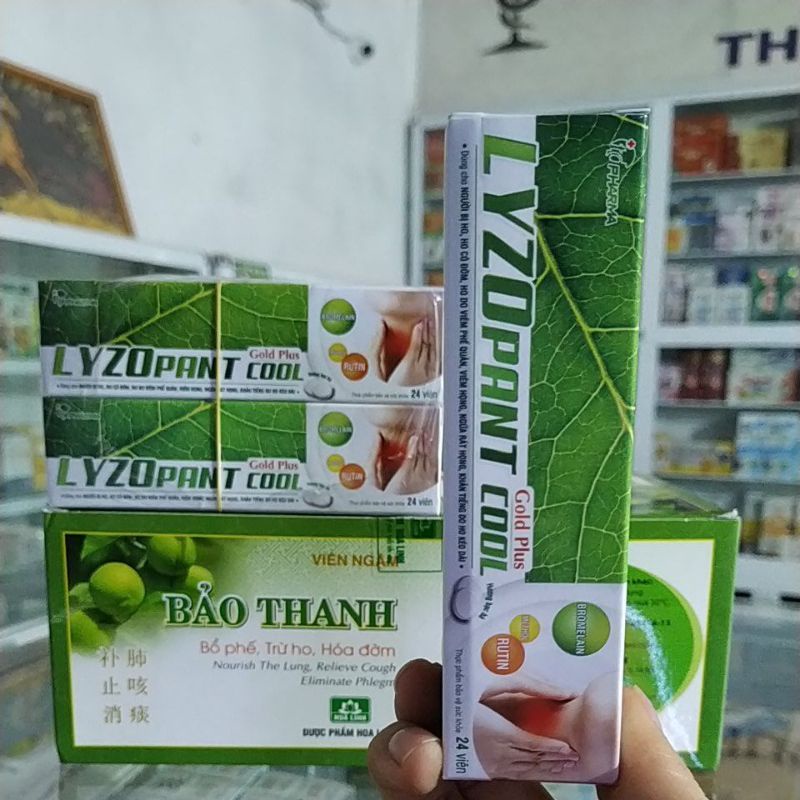 Combo 2hộp tuýp 24viên Ngậm ho Bảo thanh- Lyzopant Cool Gold Plus bổ phế long đờm đau rát họng hiệu quả