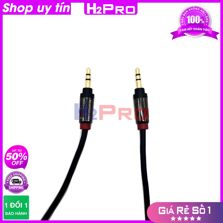 [RẺ VÔ ĐỊCH] Dây 2 đầu 3.5 Monster Mỹ H2Pro cao cấp đầu jack mạ vàng 24k dài 2m, dây cáp 2 đầu 3.5 mm nối âm thanh loa (