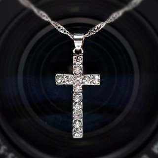 Dây Chuyền Mặt Hình Chữ Thập Đính Kim Cương Nhân Tạo Thời Trang