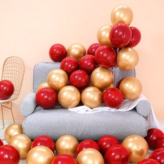 SET 5c Bóng tròn đỏ ruby đậm đỏ rượu 2 lớp size 10"