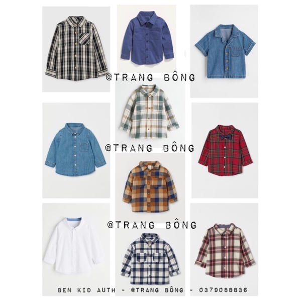 Áo sơmi H&amp;M AUTH đủ bill săn sale cho bé