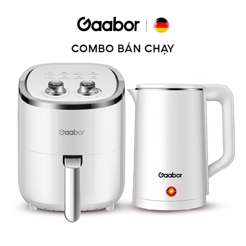 Combo Nồi chiên không dầu 4L - Ấm bình đun siêu tốc - GAABOR