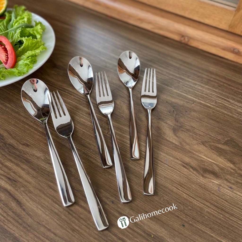 Thìa, dĩa inox 304 SOLA tráng miêng size nhỡ cao cấp xuất khẩu Đức | Galihomecook BH5-6