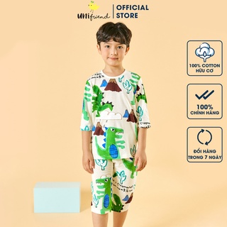 Đồ bộ lửng quần áo thun cotton giấy mặc nhà mùa hè cho bé trai Unifriend Hàn Quốc U2008