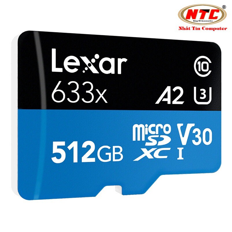 Thẻ Nhớ MicroSDXC Lexar 512GB A2 V30 633x U3 4K 95MB/s - kèm Adapter (Xanh)