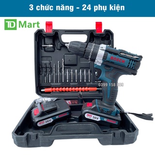 Máy Khoan pin 36v Bosch 3 Chức năng Có Búa Tặng Kèm Bộ Phụ Kiện 24 Chi Tiết