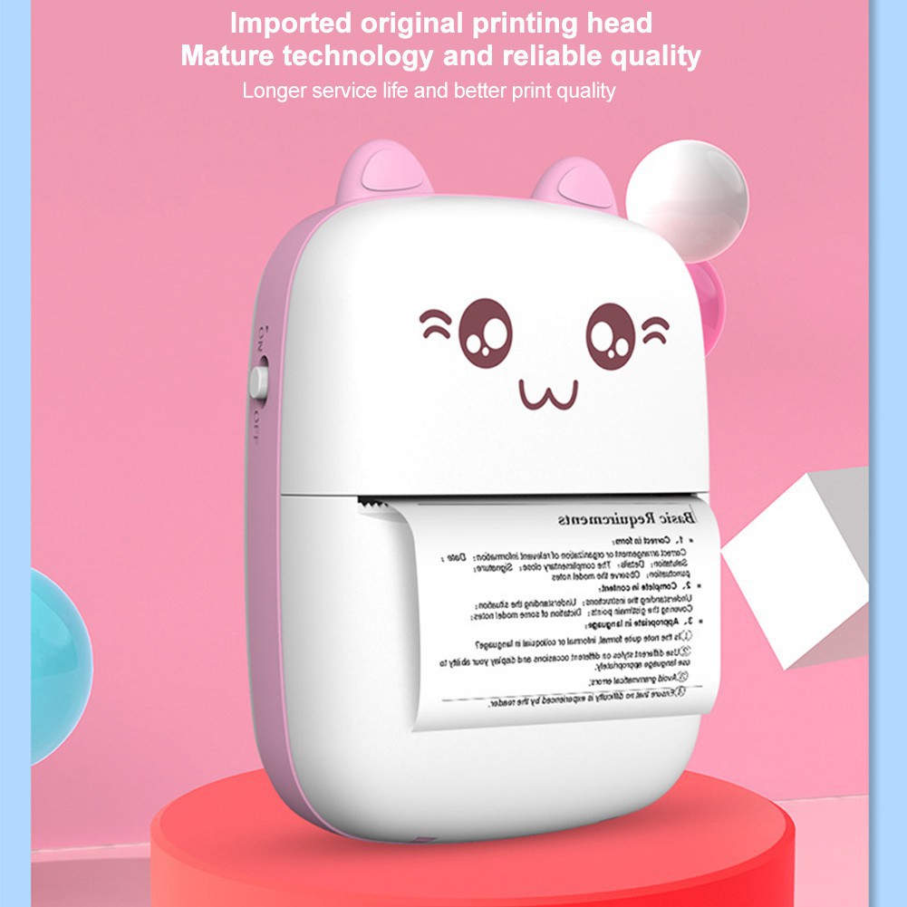 Máy in nhiệt mini cầm tay 200dpi HD đáng yêu cho văn phòng kèm 1 cuộn giấy in (có bán lẻ giấy in) | BigBuy360 - bigbuy360.vn