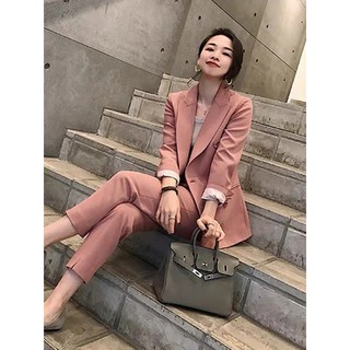 (Hàng Đẹp CC )Ảnh thật 4 hình cuối-Set đồ nữ Áo khoác vest blazer kèm quần Âu thời trang công sở Hàn Quốc