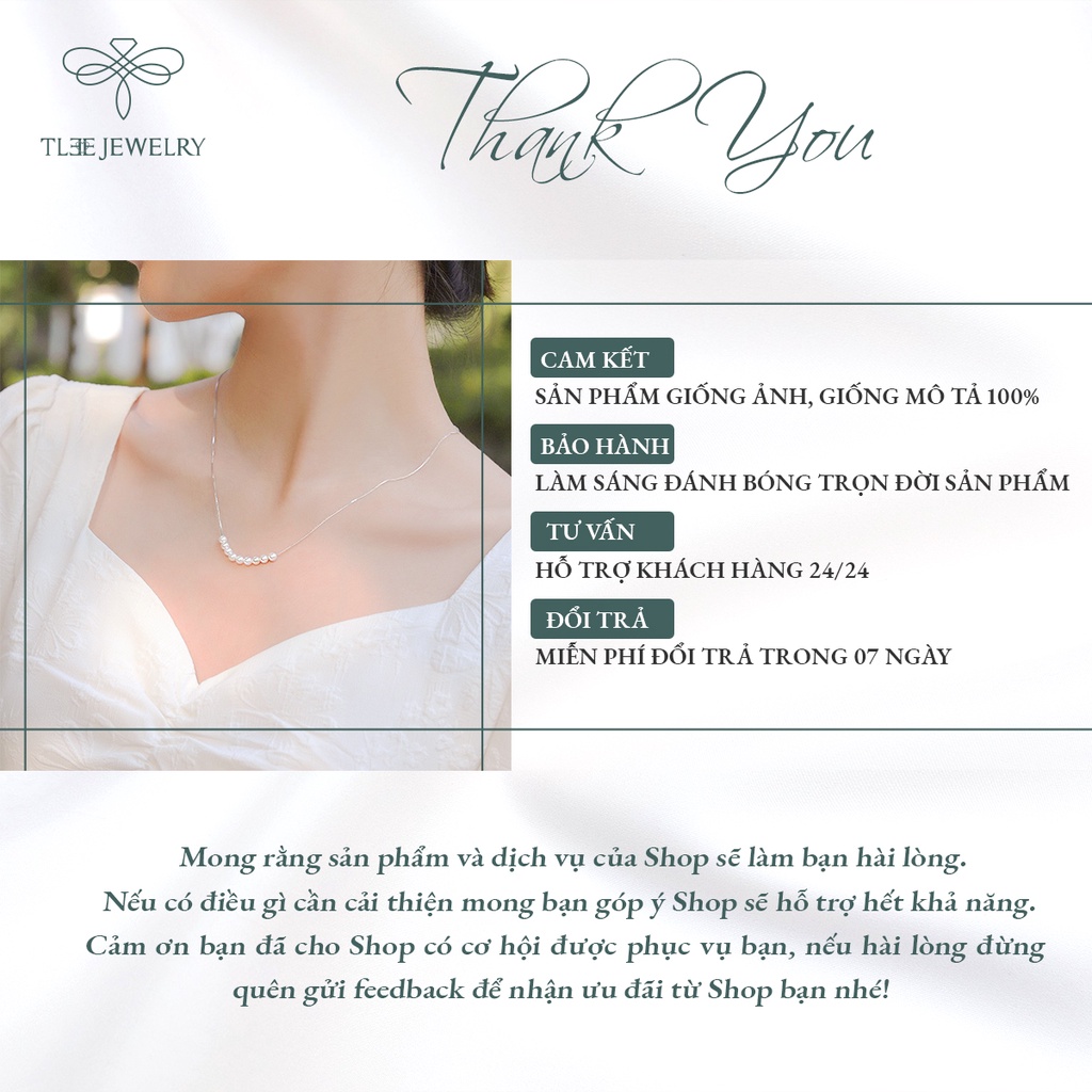 Dây chuyền bạc nữ TLEE ngọc trai nhân tạo sáu viên xinh xắn D0115