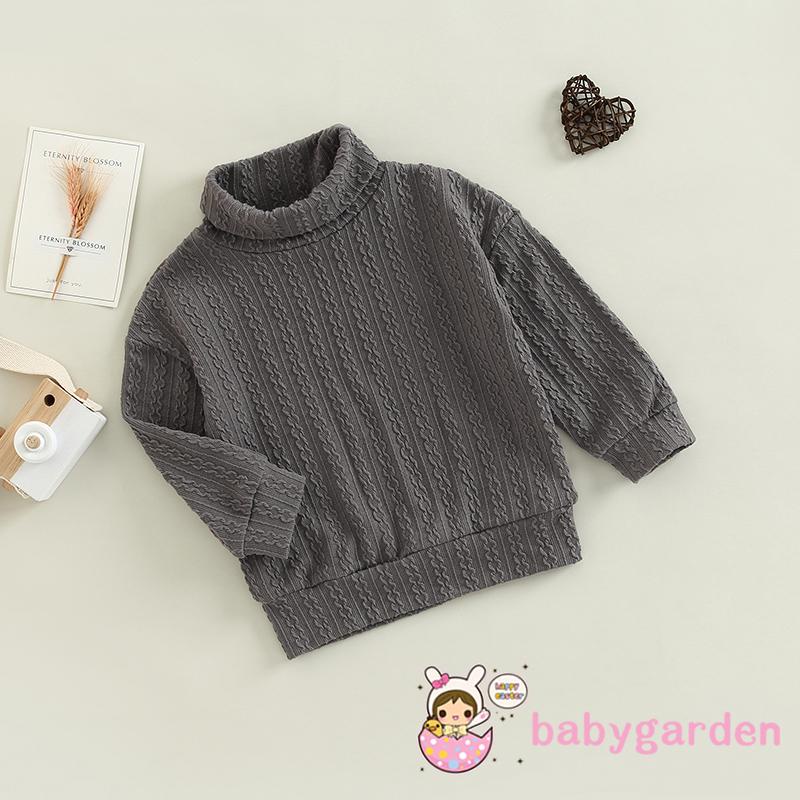 Áo Dệt Kim Tay Dài Cổ Lọ Màu Sắc Đơn Giản Cho Bé Trai 1-6 Tuổi