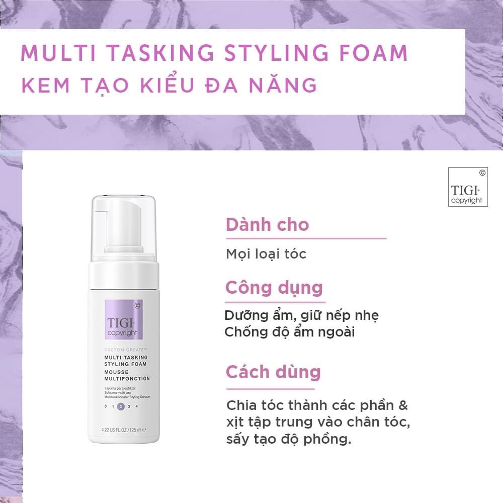 Kem bọt tạo kiểu năng TIGI COPYRIGHT MULTI TASKING STYLING FOAM 125ml chính hãng