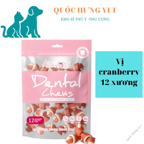 Xương gặm sạch răng thơm miệng cho chó nhiều dạng - vị bạc hà, cranberry 150g- QUỐC HƯNG VET