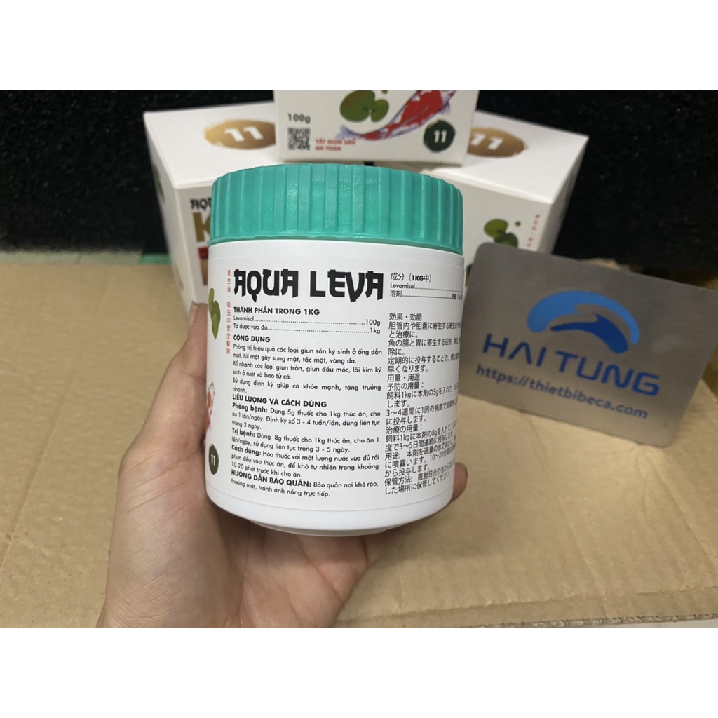Chế phẩm số 11 , Phòng trị Giun sán Ký sinh Túi mặt , đường ruột AQUA LEVA  lọ 100gdành cho cá koi