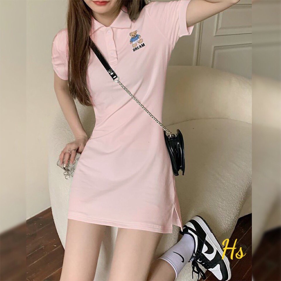 Váy Polo Cổ Bẻ Thêu Gấu Dễ Thương Hot Trend 2021 Unisex X.store Có Ảnh Thật + Video | BigBuy360 - bigbuy360.vn