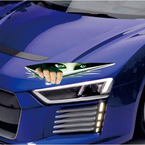 Decal dán trang trí xe hơi in họa tiết đôi mắt 3D sáng tạo