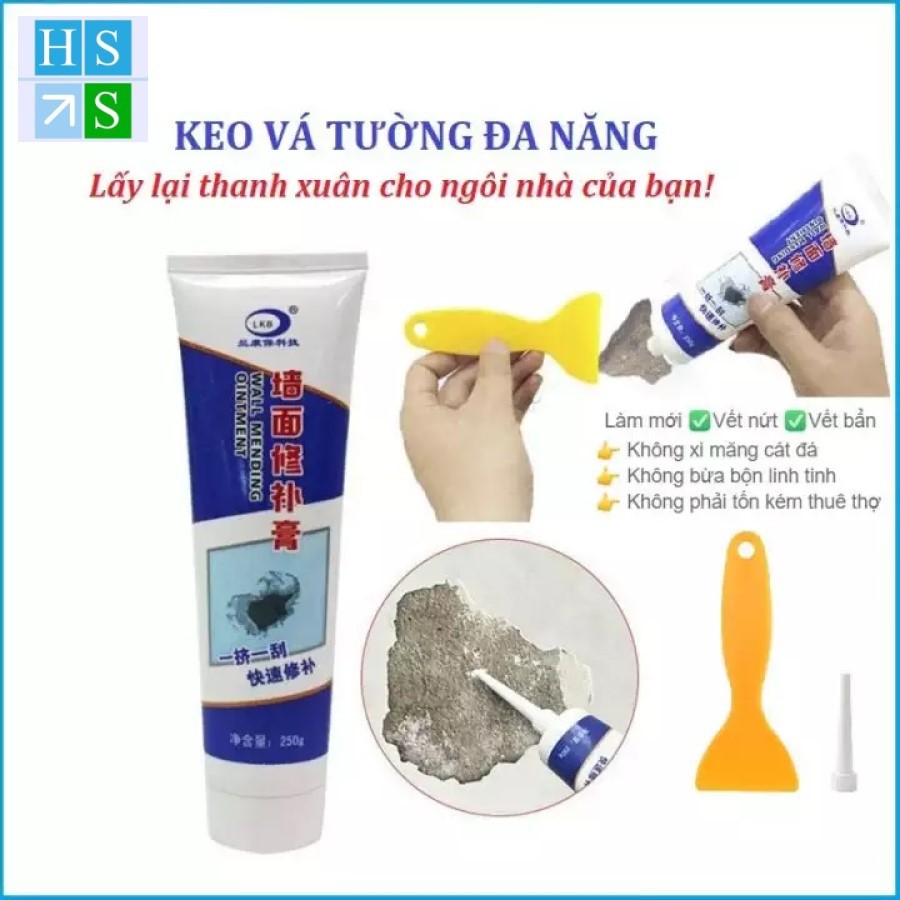 Tuýp Keo vá tường đa năng 250g - Keo vá tường thông minh, keo vá vết nứt tường, trầy xước, bong tróc, sạch vết bẩn