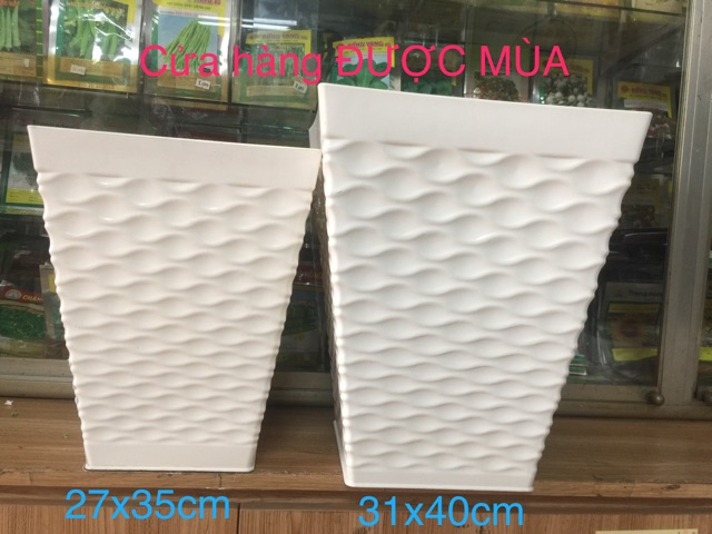 Chậu nhựa vuông mắc lưới size lớn-31x40cm