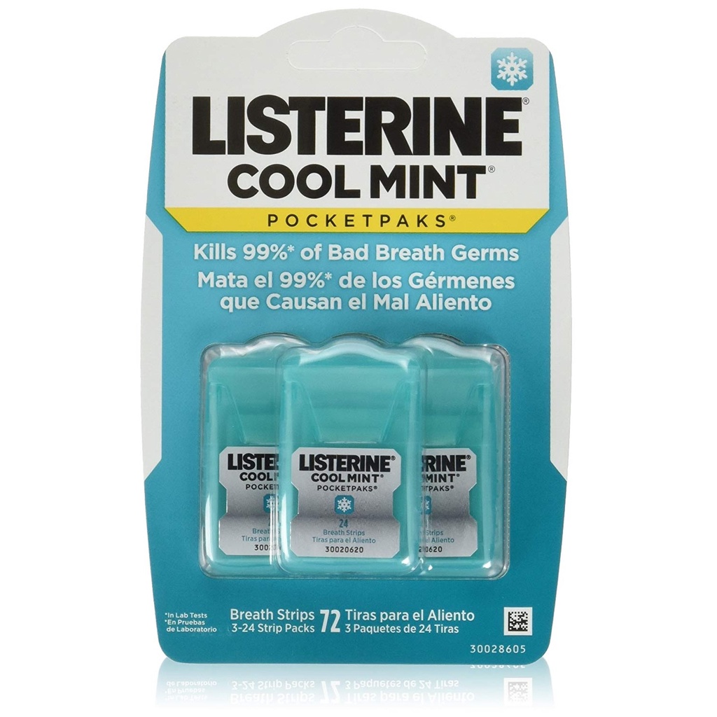 LISTERINE Cool Mint Miếng ngậm thơm miệng Giúp tự tin hơn khi giao tiếp Vỉ 3 hộp 72 miếng FAMACOCO