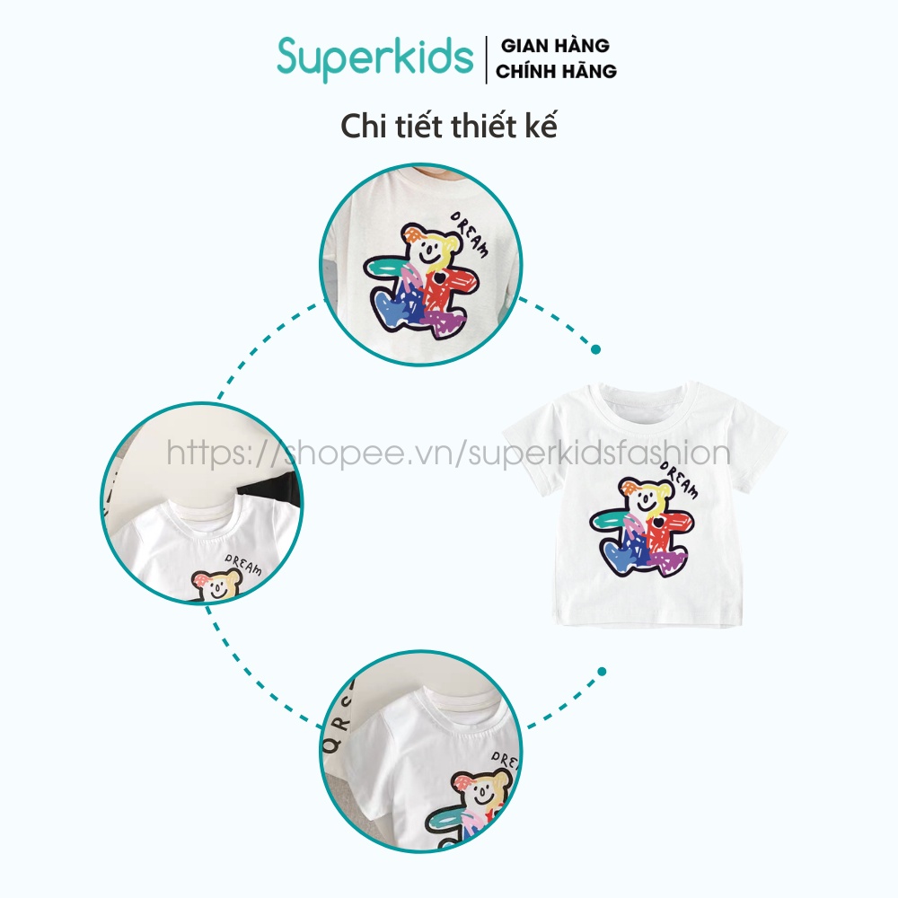 Áo thun gấu sắc màu chất cotton cho bé 8-18kg QATE586