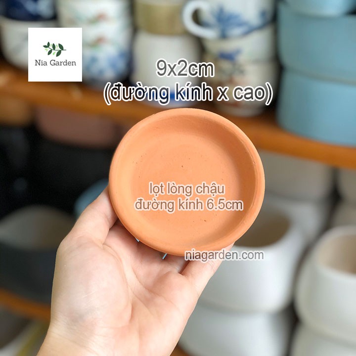 Đĩa lót đất nung đỏ, tròn 9cm