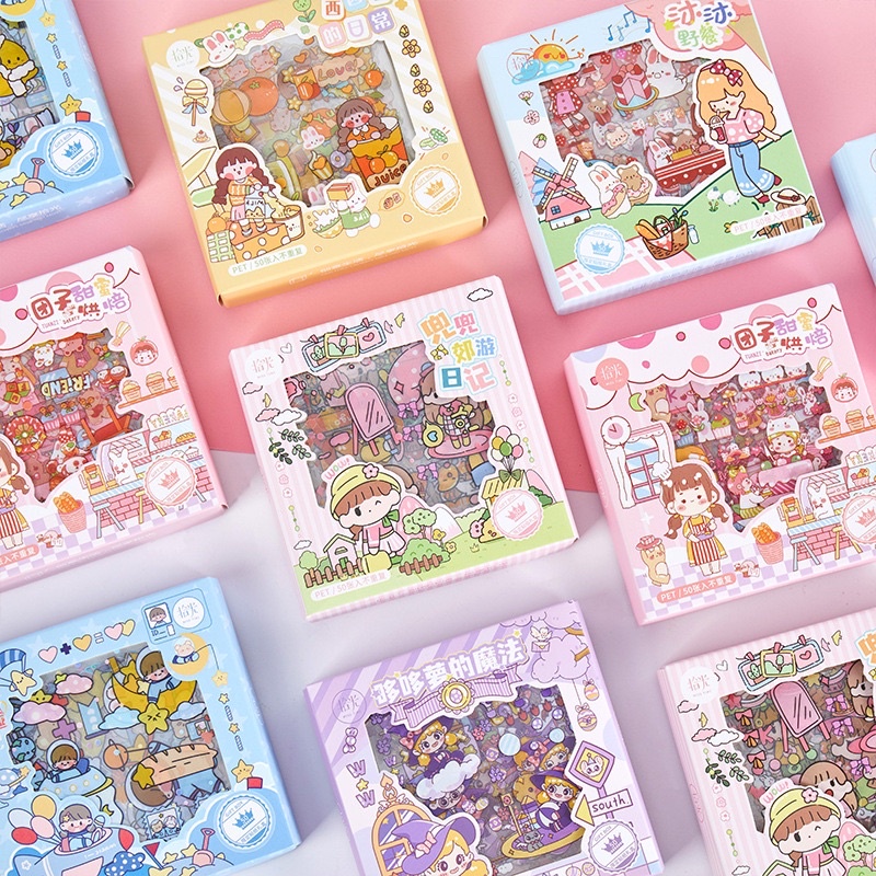 Set 50 tấm sticker cute dễ thương