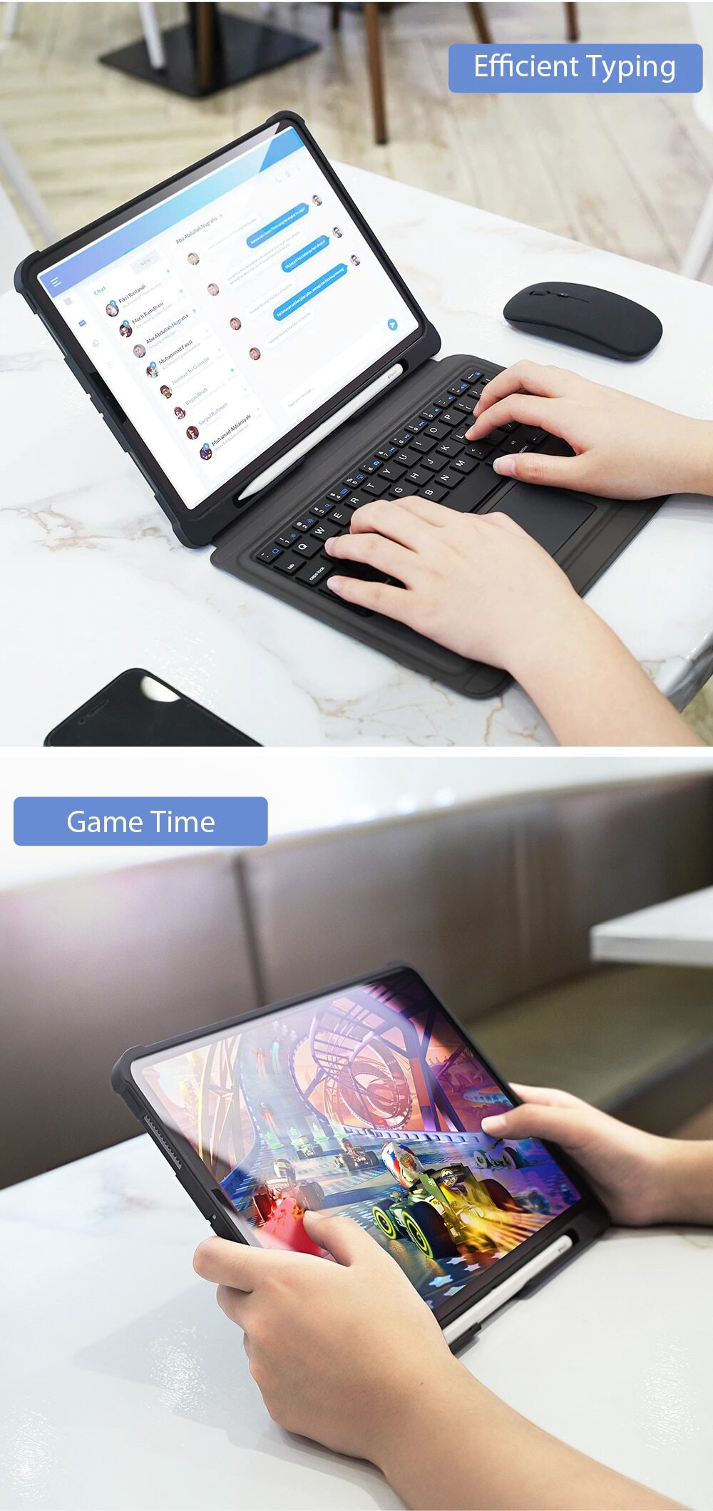 Hexu Ốp Máy Tính Bảng Kiêm Bàn Phím Bluetooth Cho Ipad Pro 11 M1 2021 10.5 10.2 8th Gen Air 3 2 9.7 Air 4 4th Gen 10.9Inch 2020 2018 | BigBuy360 - bigbuy360.vn