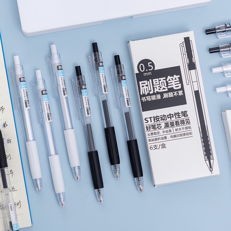 Bút gel bấm mực đen ngòi 0.5mm - Bút gel bấm trong suốt ngòi bi - bút bi nước văn phòng cao cấp - MIYABI STORE