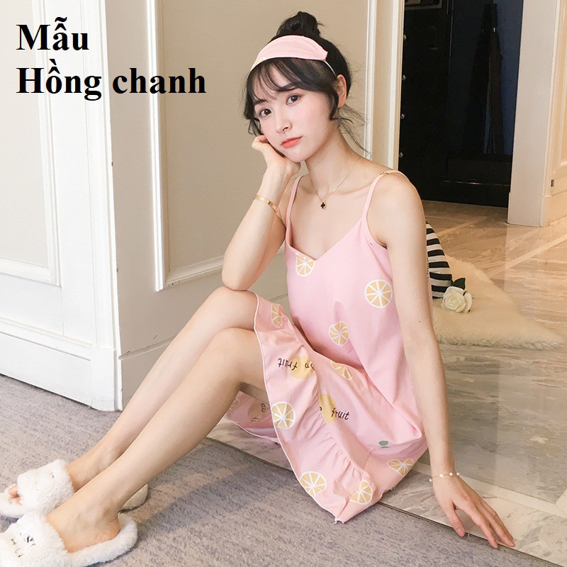 Nhập WAPCK12 giảm 30k đơn từ 150k - Váy ngủ hai dây có đệm ngực đuôi xếp li ( tặng kèm bịt mắt ) | BigBuy360 - bigbuy360.vn