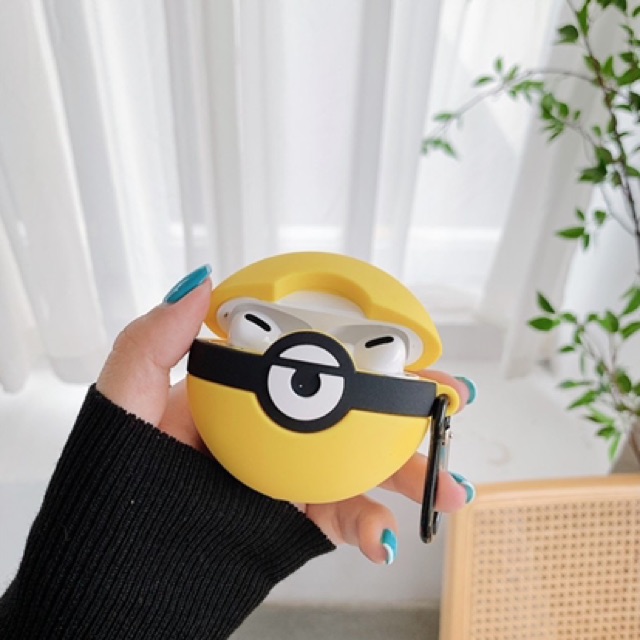 Tặng kèm móc treo - Case Airpod 1 2 Bóng MinionVỏ bao AirPods silicon đựng tai nghe không dây i11 i12...