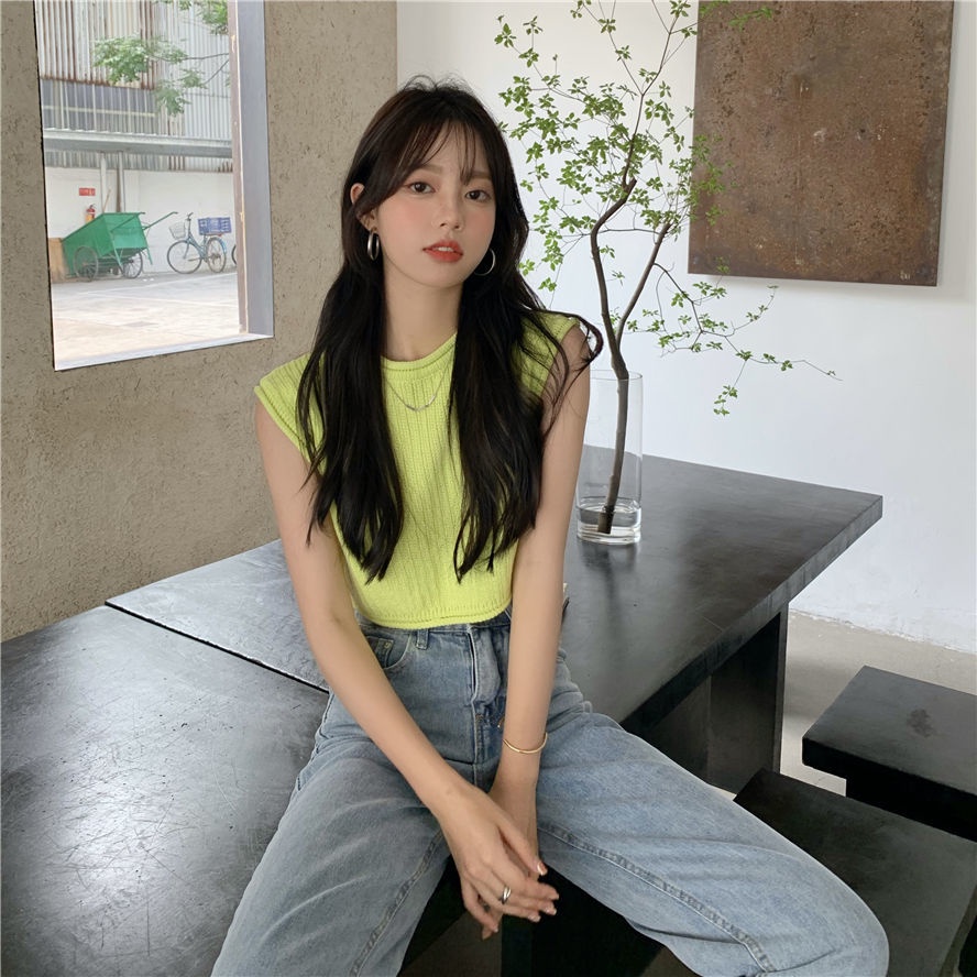 Áo Len Không Tay Dáng Rộng Lưng Cao Thiết Kế Mới Thời Trang Dành Cho Mùa Xuân