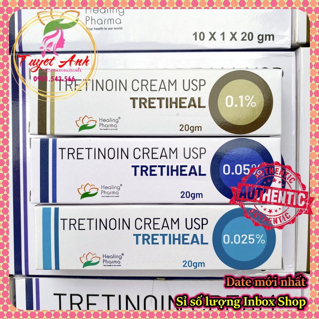 Tretinoin Tretiheal USP dạng cream, kem hỗ trợ giảm mụn, chống lão hóa da, tuýp (20g)