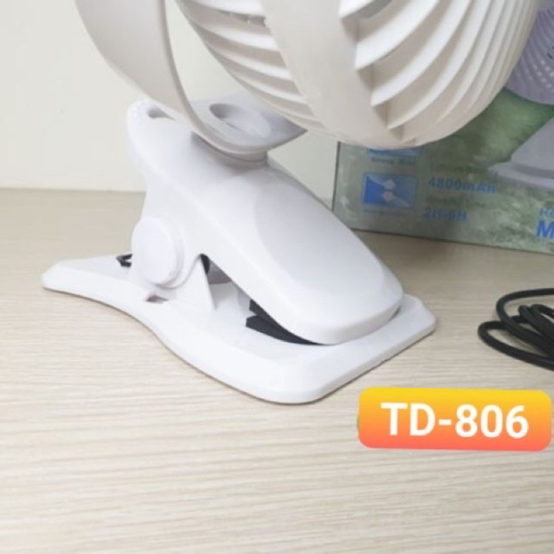 Quạt Tích Điện Mini Cầm Tay , Quạt Kẹp Xe Đẩy Mickey TD 806A 12V Pin 4800Mah Sử Dụng Liên Tục 4-8h