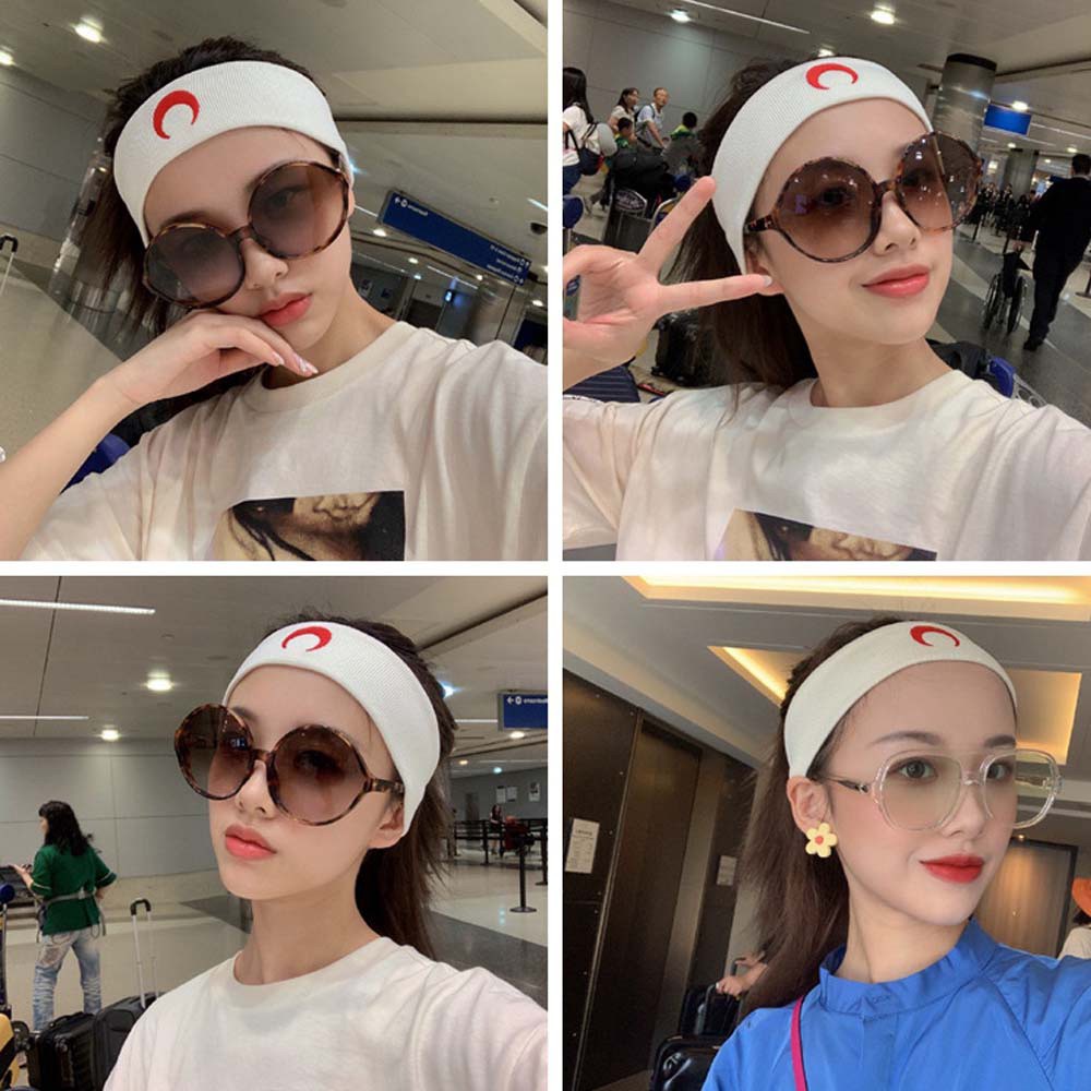 Băng Đô Cài Tóc Dệt Kim Mềm Co Giãn Thấm Hút Mồ Hôi Thêu Hình Mặt Trăng Nhiều Màu Cho Nữ