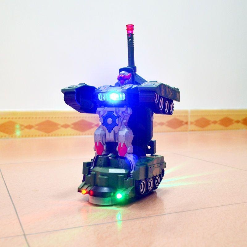 Đồ Chơi Trẻ Em Xe Tăng Biến Hình Robot Có Đèn Và Nhạc