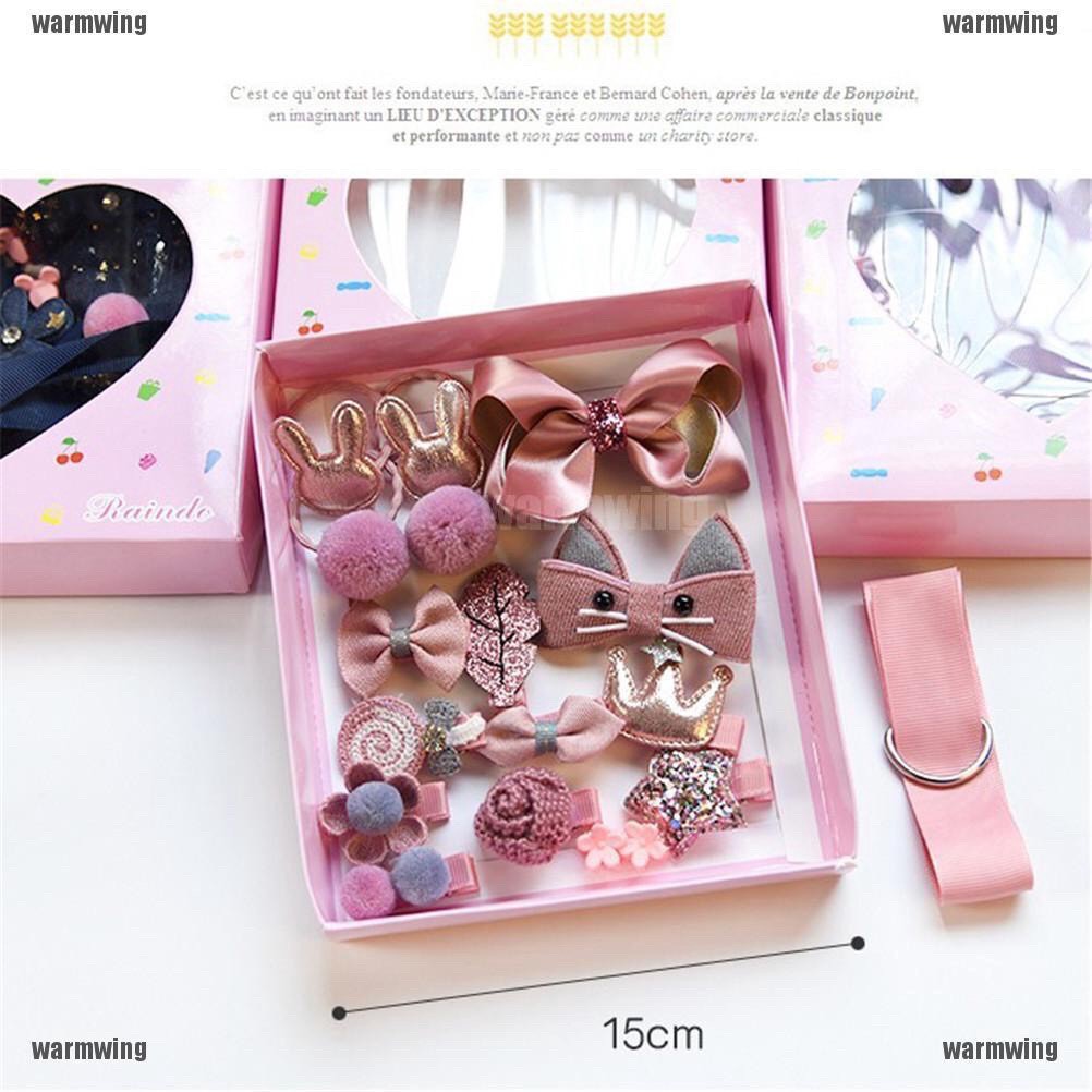 Hộp kẹp tóc - thun cột tóc cho bé 18 chi tiết kèm hộp cực xinh