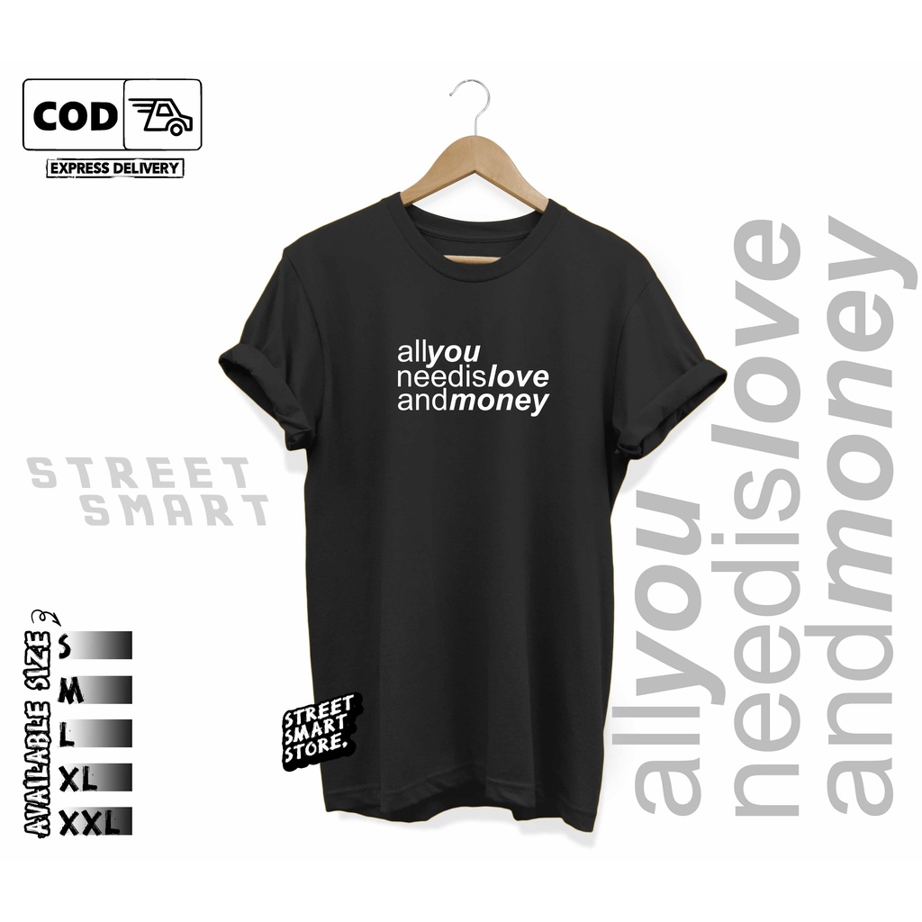 Áo thun in chữ ALL YOU NEED IS LOVE & Oney Cotton Combed 30s S-M-L-XL-XXL