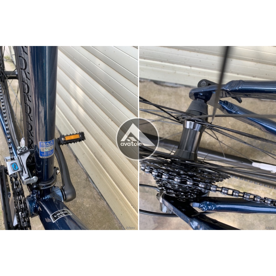 Xe đạp Louis Garneau Lgs-Ch, Khung sườn hợp kim nhôm 6061, Bộ truyền động Shimano Tourney 24speed, Màu trắng xanh dương