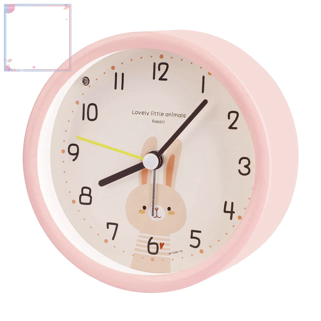 Đồng Hồ Báo Thức Để Bàn Không Gây Ồn Có Đèn Ngủ Họa Tiết Hoạt Hình Dễ Thương Cho Bé