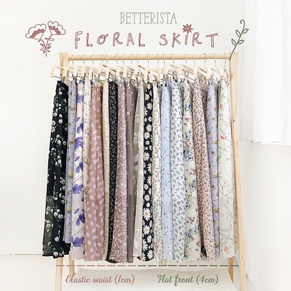 Chân váy cạp phẳng 4cm Floral Skirts Betterista