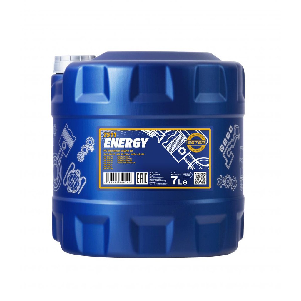 Nhớt Động Cơ Oto Máy Xăng Cao Cấp - Mannol Energy SAE 5W-30 API SN/CH-4 7511 [4L]