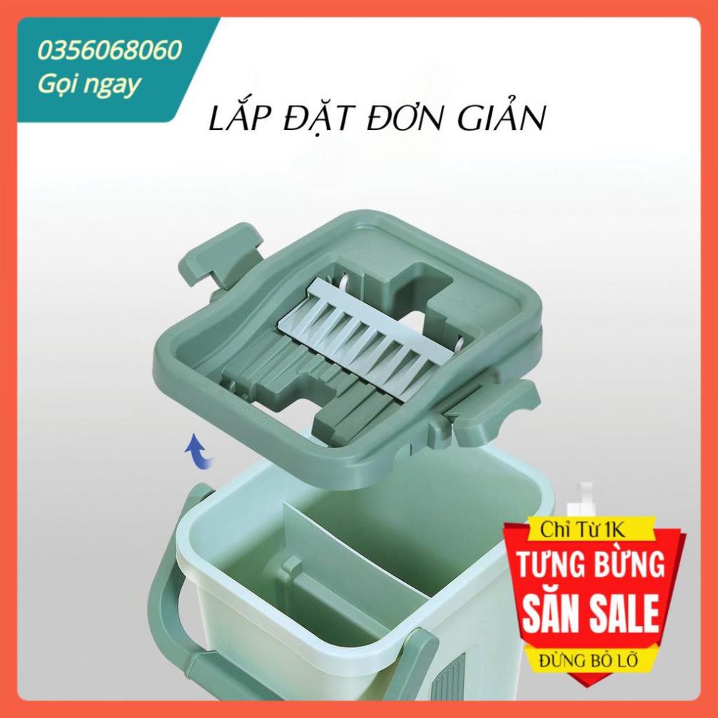 ⚡SIÊU PHẨM HÈ⚡Cây lau nhà tự vắt 2 trong 1, xoay 360 độ kèm thùng 2 bông lau hàng cao cấp