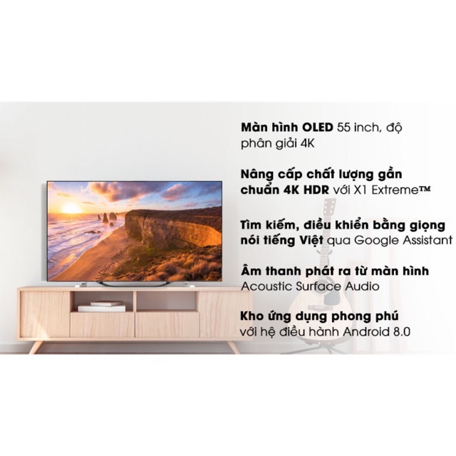 Android Tivi OLED Sony 4K 55 inch KD-55A8G ( HÀNG TỒN KHO BẢO HÀNH CHÍNH HÃNG 2 NĂM )